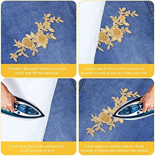 Викаски 16 парчиња DIY ткаенини за налепници на налепници торби декорација лепенки закрпи чипкачи лисја налепници за пеглање на налепници