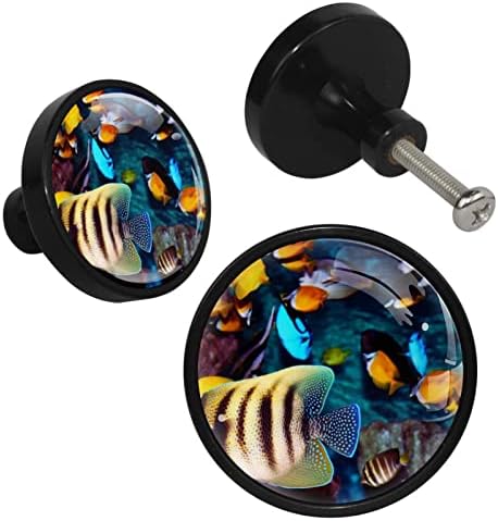 4 парчиња копчиња за врата од кабинетот Тропски риби влече рачки за рачки за фиоки за фиоки