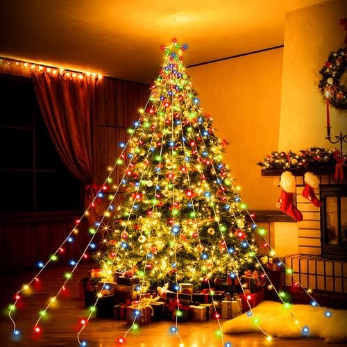 Божиќни светла на отворено, светло за водопади на Гупикај за Божиќ, Божиќни украси за двор, Божиќни светла за забава за одмор
