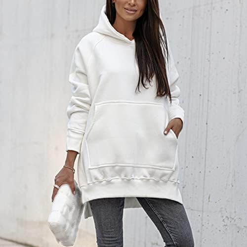 Џемпер за жени трендовски цврста кошула со долг ракав краток пулвер со качулка зимски топли графички дуксери врвови блузи