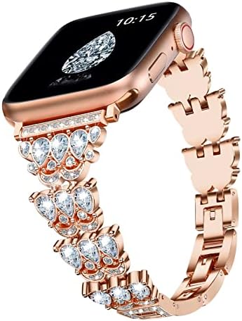 Визим Блинг Бохо нараквица компатибилна за серија 8 кристали Apple Watch Band 41mm/40mm/38mm Серија 7/SE жени фустани луксузен невеста дијамантска