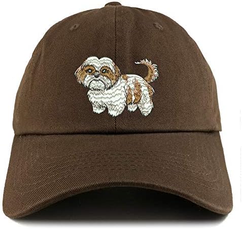 Трендовски продавница за облека Ших Цу Дог извезено со низок профил мека памучна тато капа капа