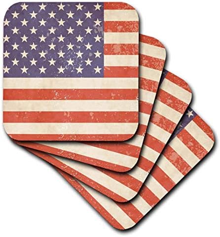 3dRose cst_162274_1 Сад Американско Знаме Гранџ Стил-Меки Подлоги, Сет од 4