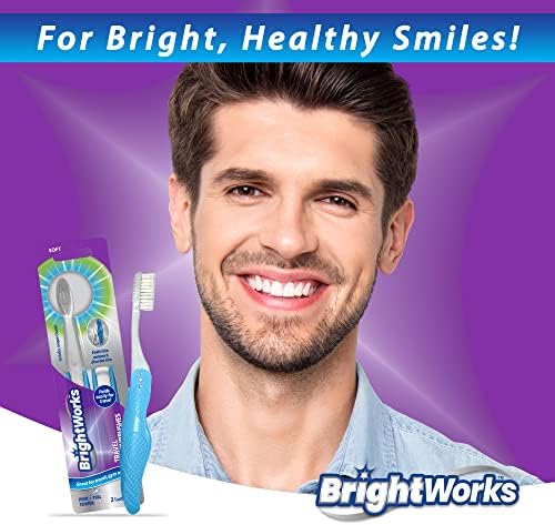 BrightWorks Преклопна Четка За Заби За Патување, Пренослива Четка за Заби Со Меки Влакна И Средство За Чистење Јазик - 6 Парчиња