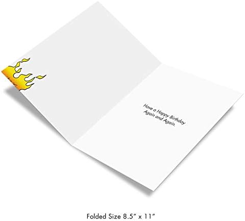 NobleWorks - 1 голема среќна роденденска картичка - Смешна канцеларија за цртани филмови за славење родендени - Трик свеќи J6067BDG