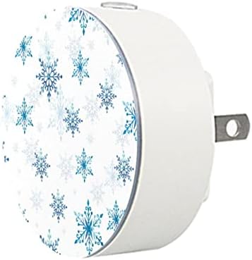 2 приклучок за приклучок за ноќно светло LED ноќно светло со сензор за самракот до зори за детска соба, расадник, кујна, ходник сина снежна снегулка