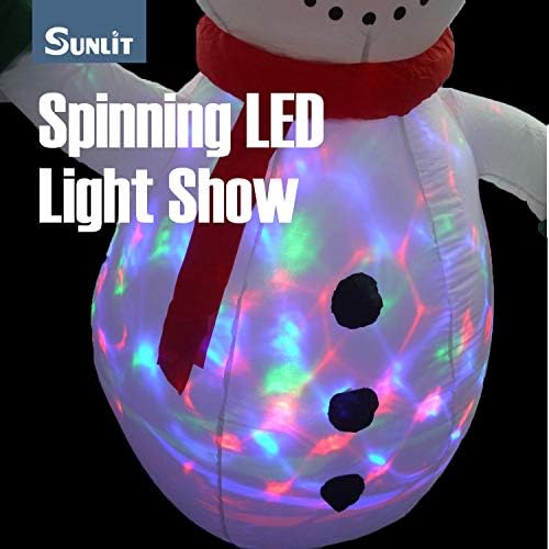 6ft kaleidoscope Lightshow Шарени светла Снежен човек Божиќна надувување на осветлена двор со вентилатор и адаптер за внатрешно тремот на отворено