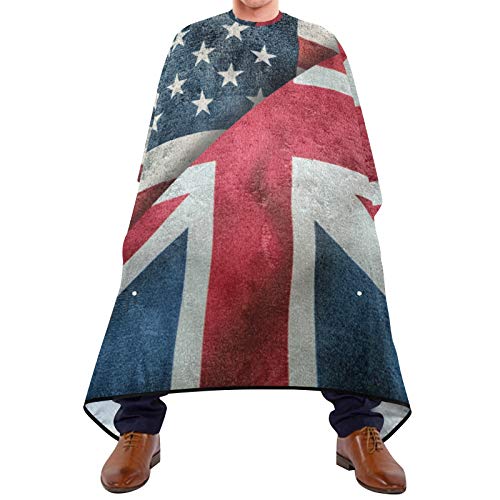 Професионални Бербер Кејп &засилувач; Брада Престилка 2 во 1-Знамиња На Обединетите Американски Држави И Кралство Наметка За Сечење Коса со 2 Вшмукувачки