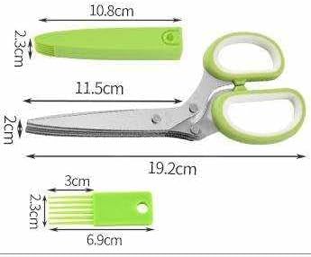 Ножици на тревки 5 сечила, чешел за чистење и покритие, мулти-слојни ножици од тревки од сечилото- кул кујнски гаџети за свежи градинарски