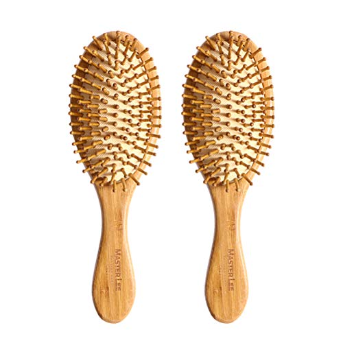 Doitool четка за коса за жени 2 парчиња природен бамбус анти-статички дрвени влакна Масажа со чешел чешел чешел чевли за коса, грижа за коса,