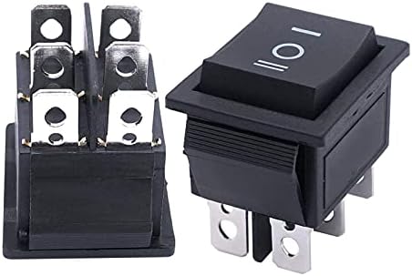 SVAPO 2PCS Вклучено/Исклучено/Вклучено/Вклучено Intomary Rocker Switch AC 250V/10A 125V/15A Black DPDT 6 Pin 3 Позиција прекинувач