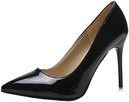 Womenените чевли со високи потпетици - ПУ кожа гола зашилена пети на пети Стилето пумпи за работа канцеларија за забава 6 см високи потпетици