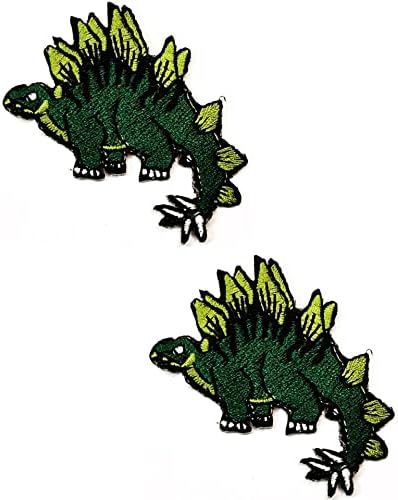 Кленплус 2 парчиња. Малку Зелен Диносаурус Цртан Филм Железо На Закрпи Активности Везени Лого Облека Фармерки Јакни Капи Ранци Кошули