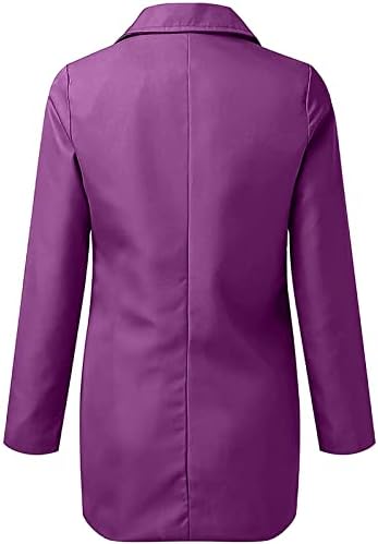 Womenените со долга костумска палто мода цврста боја со долга ракав канцеларија деловна јакна плус големина кардиганс блејзер врвови