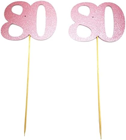 Розово злато 80 -та централна годишнина од роденденскиот центар за роденденски стапчиња Двоен страничен сјај, број 80 табела за торта за