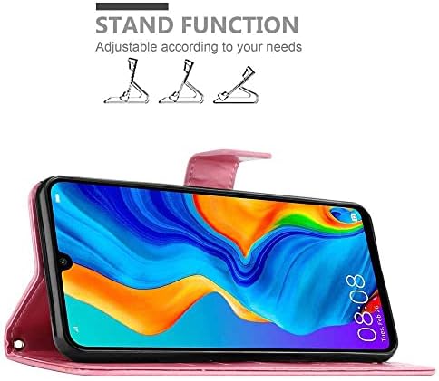 Кадорабо Книга Случај Компатибилен Со Huawei P30 LITE Во Цветни Розова-Покритие Во Цвет Дизајн Со Магнетни Затворање, Стојат Функција