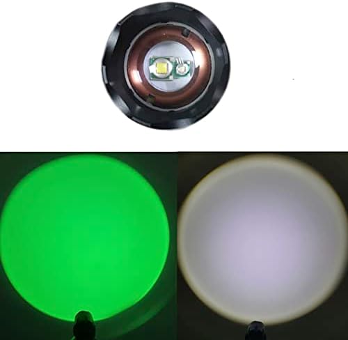 XysRZ зелена светлина фенерче 2 во 1 LED фенерче зумирање зелена фенерче за лов на риболов, 2 пакувања