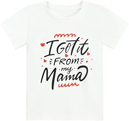 Денот на мајката кошула за момчиња за мали деца Моето срце им припаѓа на мама маици Детска мама loveубов диносаурус кратки ракави маички