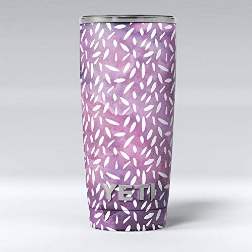 Дизајн Скинц бел цвет педали над виолетова гранџ површина - комплет за винил за завиткување на кожата, компатибилен со чашите за