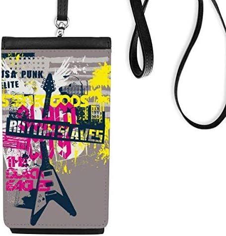 Графити улична култура шарена гитара шема Телефонска чанта чанта што виси мобилна торбичка црн џеб