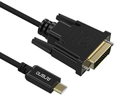 USB C до DVI кабел, Angmno UCTD020 USB3.1 Type-C/Thunderbolt 3 до DVI 6FT црн кабел, поддршка DVI 4KX2K@30Hz за MacBook, Chromebook