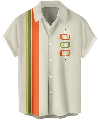 Копче за кратки ракави за мажи надолу гроздобер кошули за куглање хавајски обични печатени плажа кошула лето редовно вклопување на