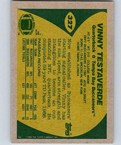 1989 Топпс 327 Вини Теставерде Буканеерс НФЛ Фудбалска картичка НМ-МТ