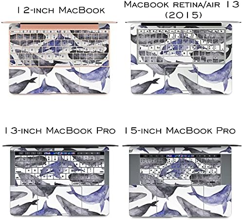 Lex Altern Vinyl Skin компатибилен со MacBook Air 13 Inch Mac Pro 16 Retina 15 12 2020 2019 2018 Кит акварел риба океан животно сино