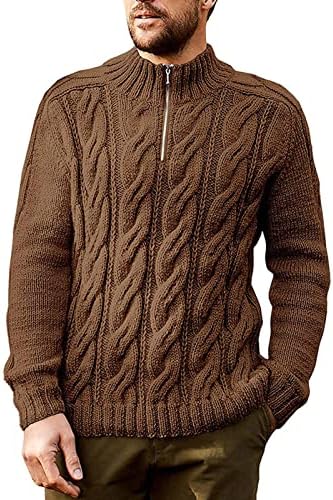 Џемпер за мажи ymosrh зимски желки со долг ракав џемпер, исмејувајте го вратот патент врвови џемпери џемпери за мажи