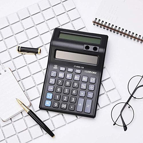 Калкулатор Cujux 12-цифрен батерија Основен калкулатор со голем LCD Dual Display Калкулатори за канцеларии црна 180 * 102 mm * 10 mm