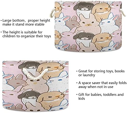 Kigai Pink Bunny Cotton Cotter Bashter Голема склоплива бебешка перење корпа за корпи за корпи за деца за складирање на играчки за