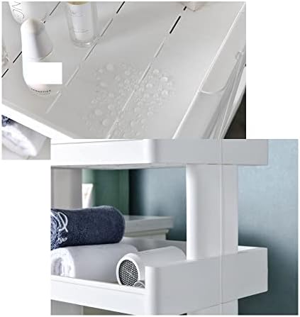 Бела решетка за бело складирање со 4-степени со модерно мултифункционално полица за организатор, домашна дневна соба, кујна, практична тркалачка