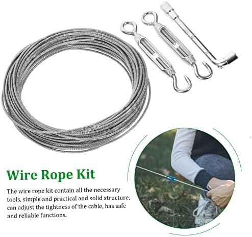 Doitool 1 Поставен жица јаже комплет од не'рѓосувачки челик кабел за затегнување на кабелски комплети челични жици јаже комплет за жица од