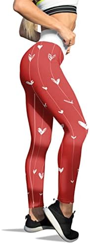 ХЕЛЕГИ ЗА ДЕН на в Valentубените, женски loveубов печати со висока половината јога, кои трчаат хеланки меки четки за вежбање за вежбање панталони за теретани за вежбање