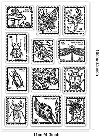 Globleland Animals Pamper, јасни марки Пчели пеперутки ламји силиконски чисти печат за печатење за картички што прават DIY сноп -книги,