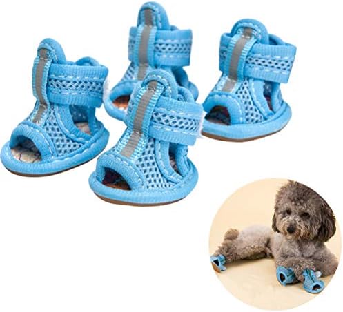 Сандали за кучиња Tehaux, летни мрежни чевли за дишење кучиња чизми не -шепи заштитени рефлексивни прилагодливи, за мало домашно кучиња