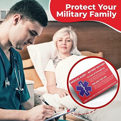 Пензионирана Воена Медицинска Картичка За Предупредување-Само Воени Зависници-Информации За Итна Медицинска Помош За Американските Воени