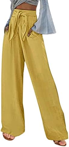 Дуоуи, панталони за обука на мекобол, женски меки цврста боја лабава џебови на отворено панталони долги еластични постелнини обични