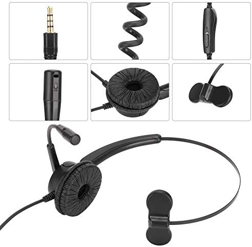 Слушалки за слушалки Qiilu ABS метални црева H500 3.5 приклучок за слушалки Телефонски сообраќајни слушалки за повици центар за комуникација
