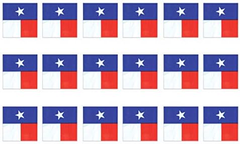 Beistle 16 Piece 2-Ply Texas Lone State State Flag Flage Runcheon хартија салфетки западни материјали за садови, 6,5 x 6,5, црвено/бело/сино