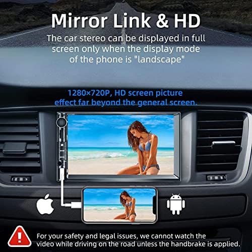 Двоен Дин Автомобил Стерео со Bluetooth Carplay/Android Auto, 7 Инчен Екран На Допир Автомобил Стерео Со Резервна Камера Автомобил