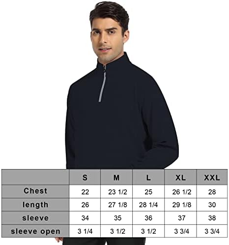 Деолакс четвртина поштенски пуловер мажи суво вклопување 1/4 zip голф пуловер upf50+ влага се потсмева на вратот на вратот, пулвер, џемпери