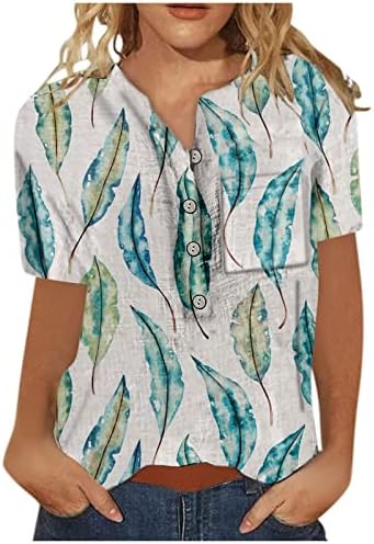 Плус големина цветни врвови за жени летни модни женски врвови облечени случајни кошули со кратки ракави гроздобер пријатна кошула за кошула