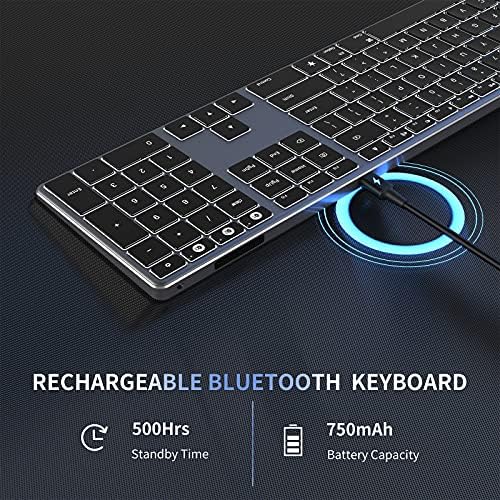 Bluetooth тастатура со позадинско осветлување За Mac, Безжична Тастатура Со Повеќе Уреди со 3 Bluetooth Канали, Ултра-Тенка Напредна Тастатура