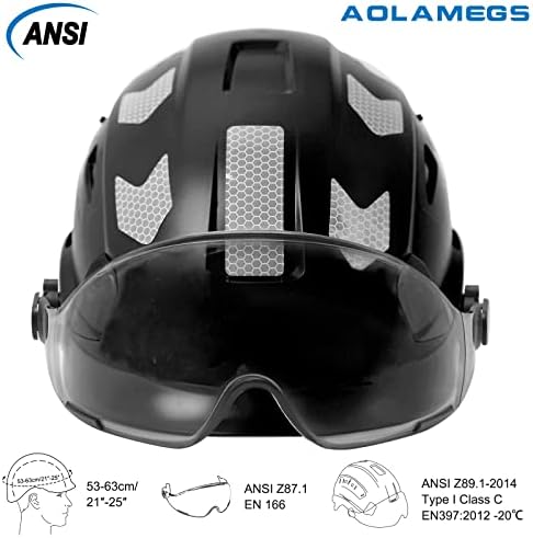 Aolamegs Изградба Безбедност Хард Шапка-ANSI Z89. 1 Одобрени Безбедносни Шлемови Со Визир И Ушни Мафини Лесни Рефлектирачки Вентилирани