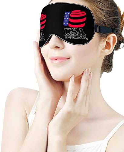 Бокс во САД, печатена маска за очи за очи, мека капа за очи, со прилагодлива лента за ноќни очила за очила за мажи за мажи жени