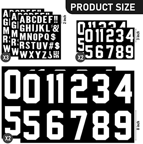 190 компјутери железо на букви железо на броеви налепници за ткаенини со бели азбуки 8 инчи и 3 инчни закрпи со број 2 инчи букви за трансфер