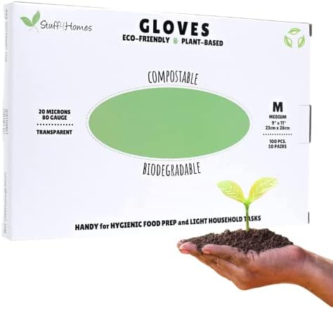 Нешта 4HOMES компостибилни нараквици, растителни биоразградливи храна подготовки за ракавици за еднократна употреба, еколошки