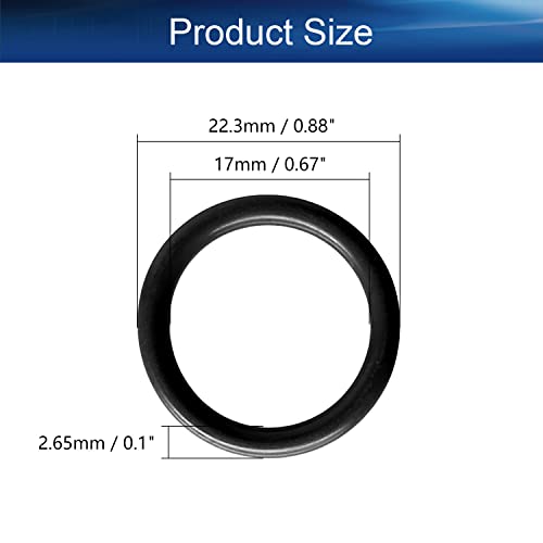 Bettomshin 5pcs нитрилна гума О-прстени, 22,3 mm OD 17mm ID 2,65 mm ширина, метричка буна-нитрилна запечатување запчан за мијалник