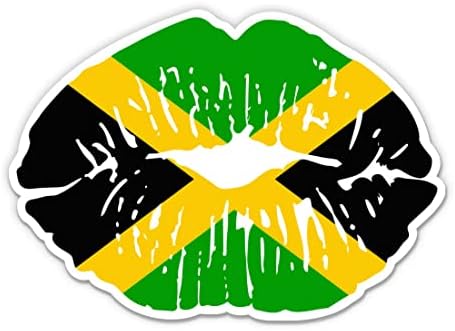 Налепница за усни на знамето на Јамајка - налепница за лаптоп 3 - водоотпорен винил за автомобил, телефон, шише со вода - Деклас Јамајка